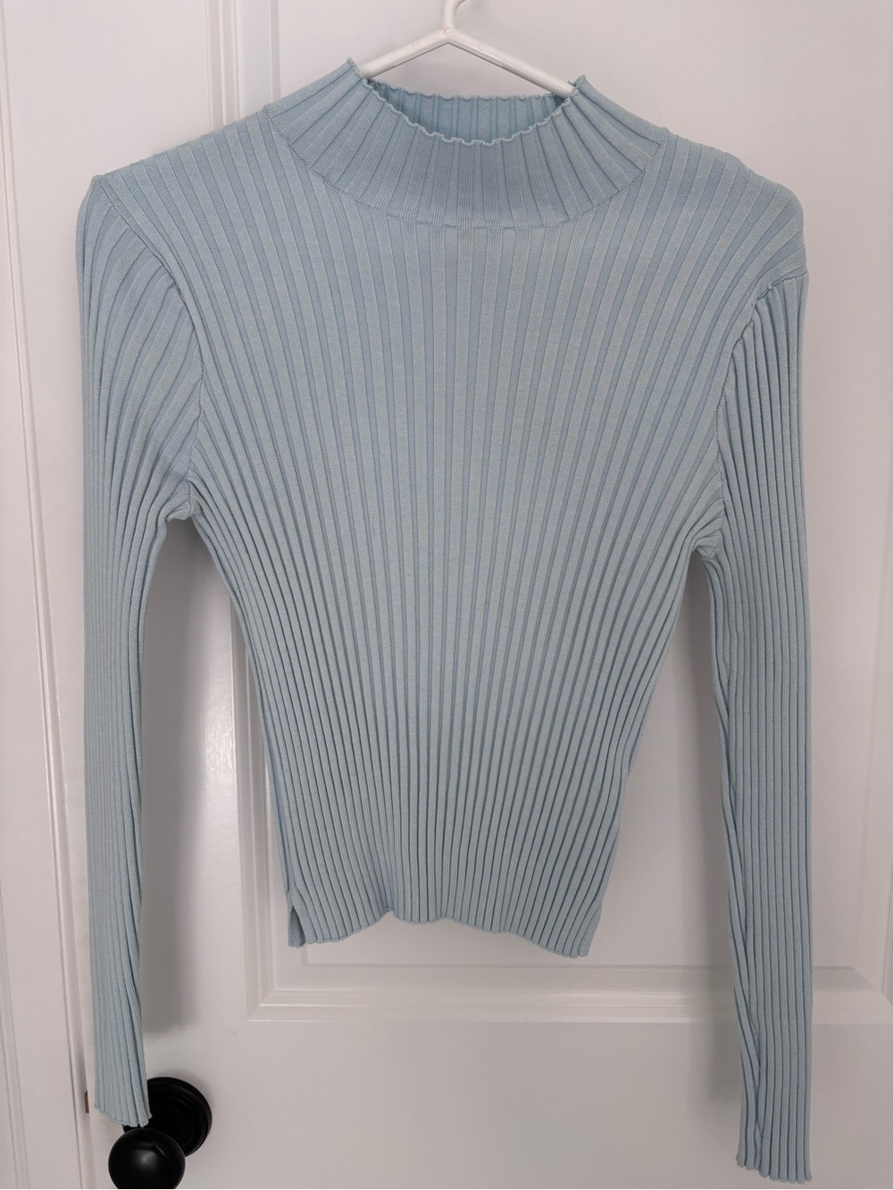 H&M Divided Light Blue Ribbed Mock Neck Ribbed Sweater L